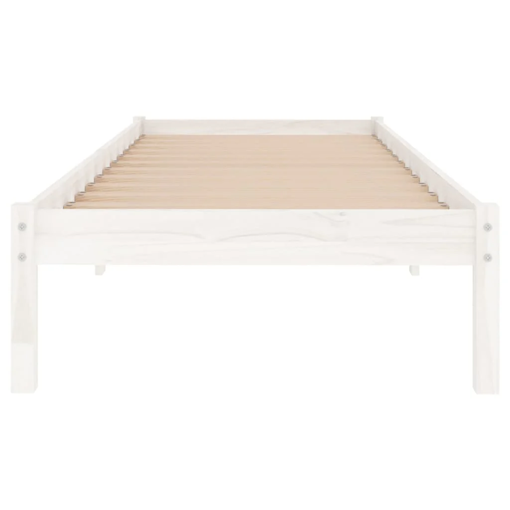 sengeramme 100x200 cm massivt fyrretræ hvid - Image 4