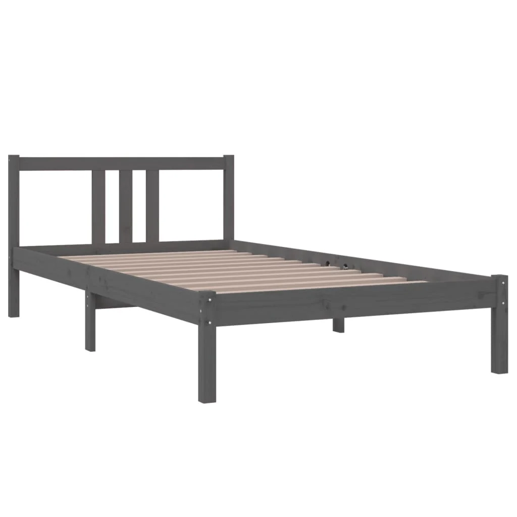 sengeramme 100x200 cm massivt træ grå - Image 3