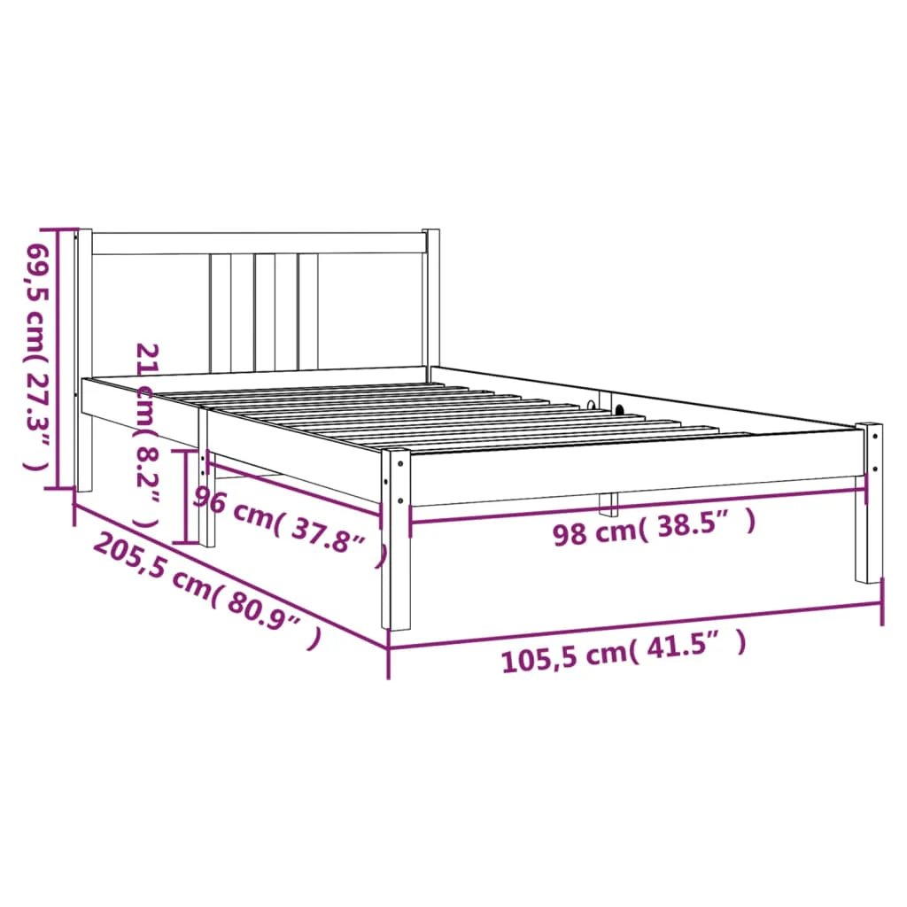 sengeramme 100x200 cm massivt træ grå - Image 8