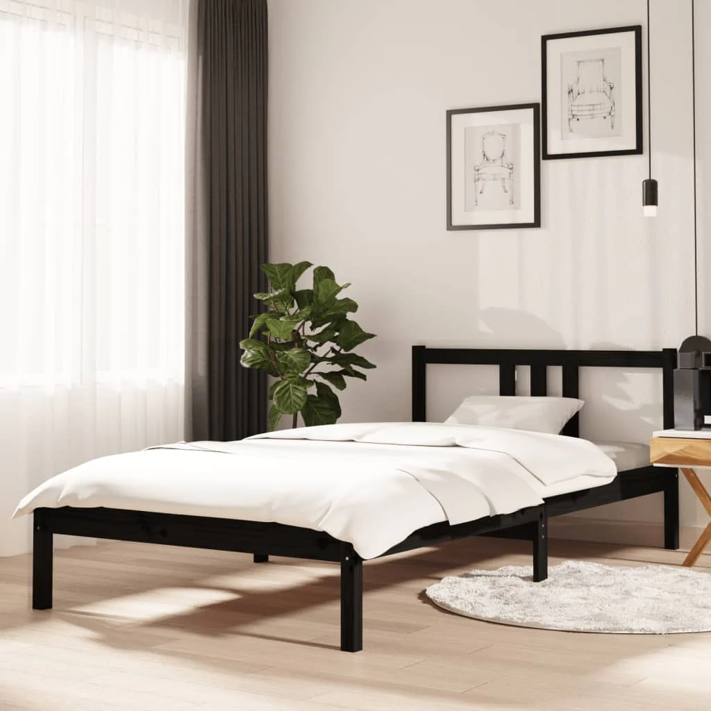 sengeramme 100x200 cm massivt træ sort