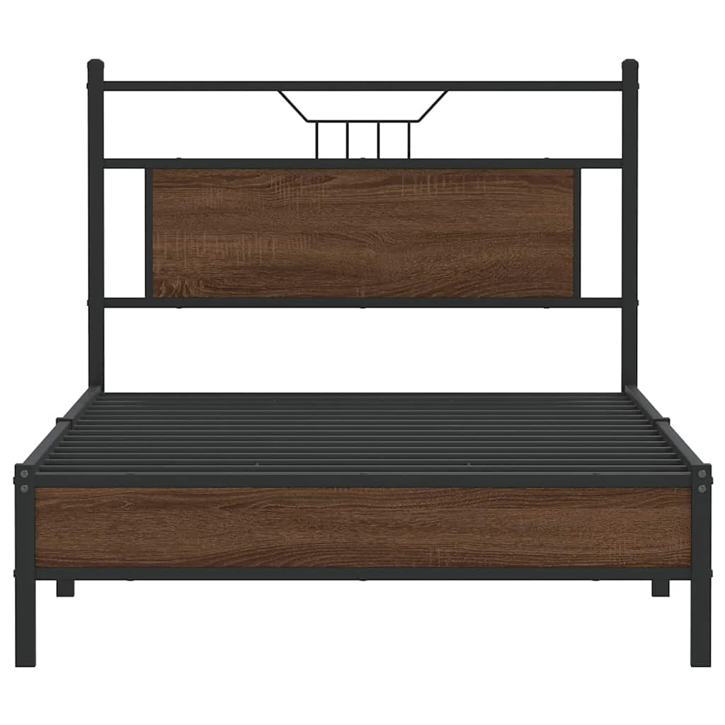sengeramme 100x200 cm uden madras konstrueret træ brunt eg - Image 6