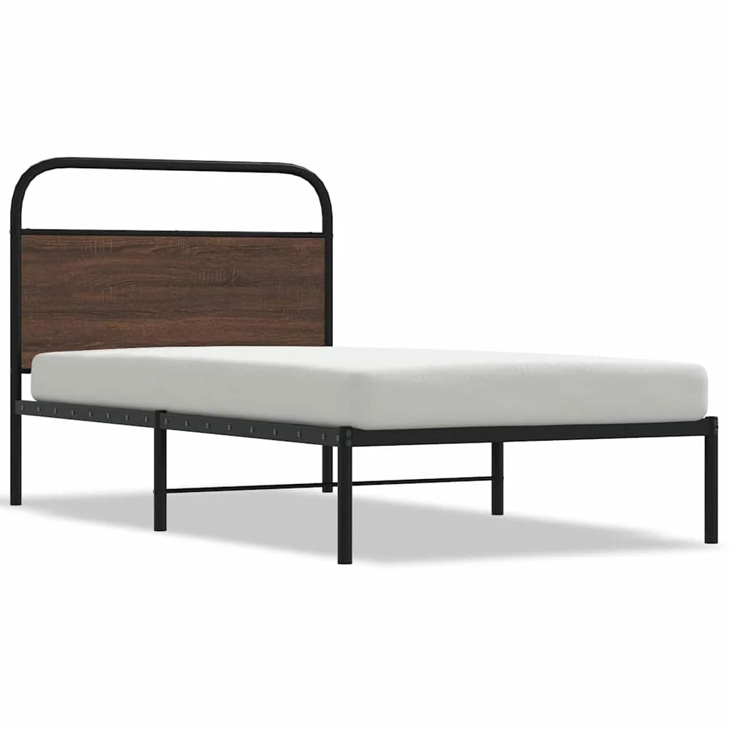 sengeramme 100x200 cm uden madras konstrueret træ brunt eg - Image 2