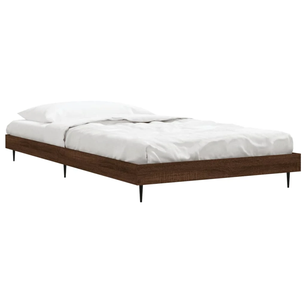 sengeramme 100x200 cm uden madras konstrueret træ brunt eg - Image 3