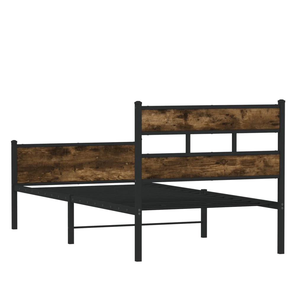 sengeramme 100x200 cm uden madras konstrueret træ røget eg - Image 6