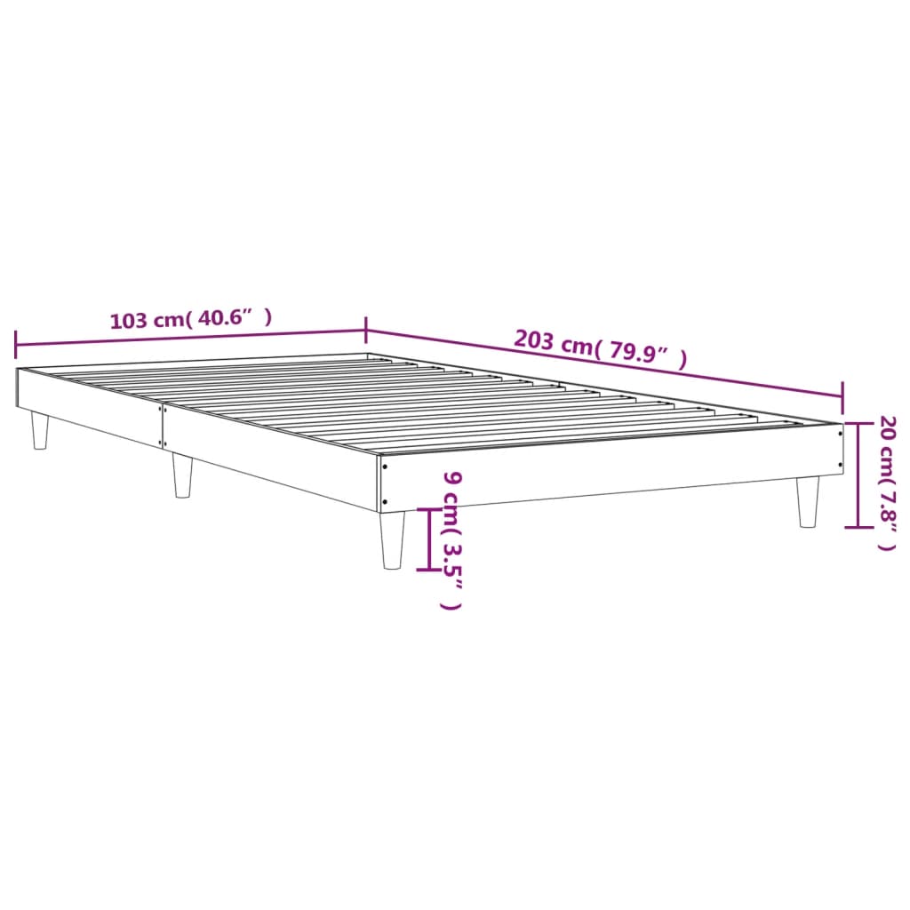 sengeramme 100x200 cm uden madras konstrueret træ røget eg - Image 8