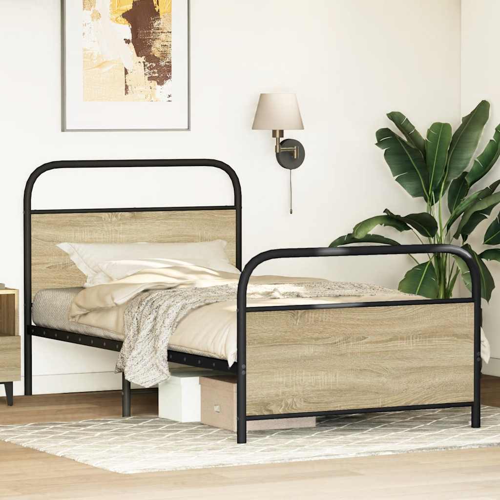 sengeramme 100x200 cm uden madras konstrueret træ sonoma-eg - Image 3