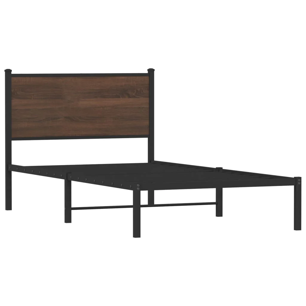 sengeramme 100x200 cm uden madras metal brun egetræsfarve - Image 3