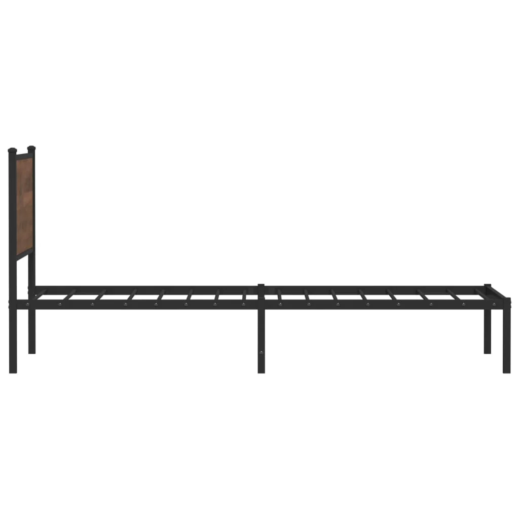 sengeramme 100x200 cm uden madras metal brun egetræsfarve - Image 6