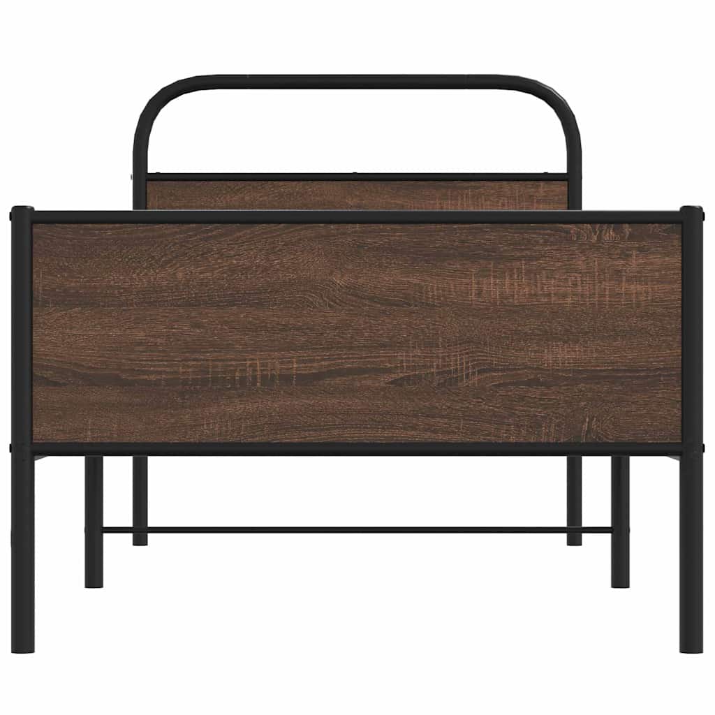sengeramme 107x203 cm uden madras konstrueret træ brunt eg - Image 5