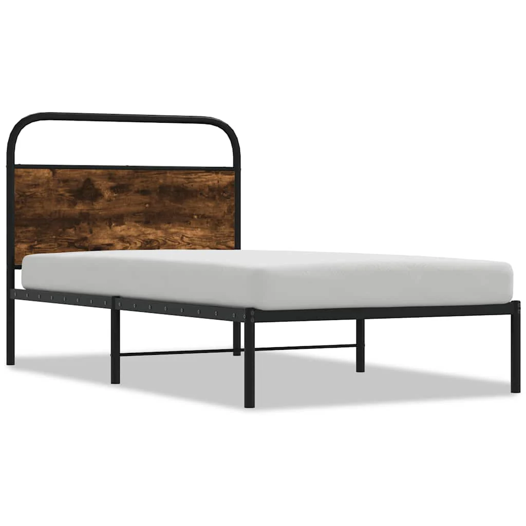 sengeramme 107x203 cm uden madras konstrueret træ røget eg - Image 2