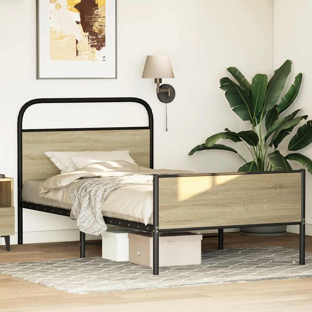sengeramme 107x203 cm uden madras konstrueret træ sonoma-eg - Image 4