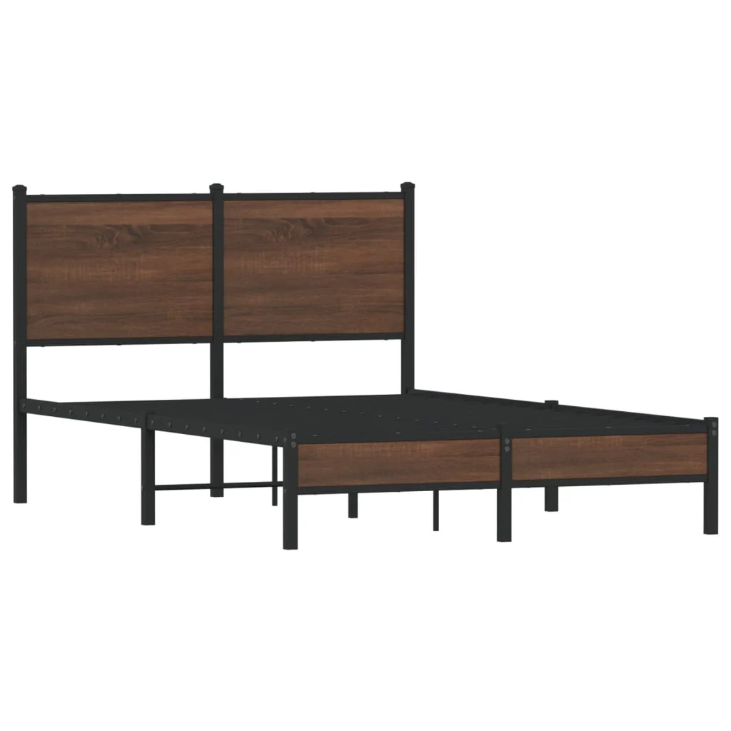 sengeramme 120x190 cm uden madras metal brun egetræsfarve - Image 3
