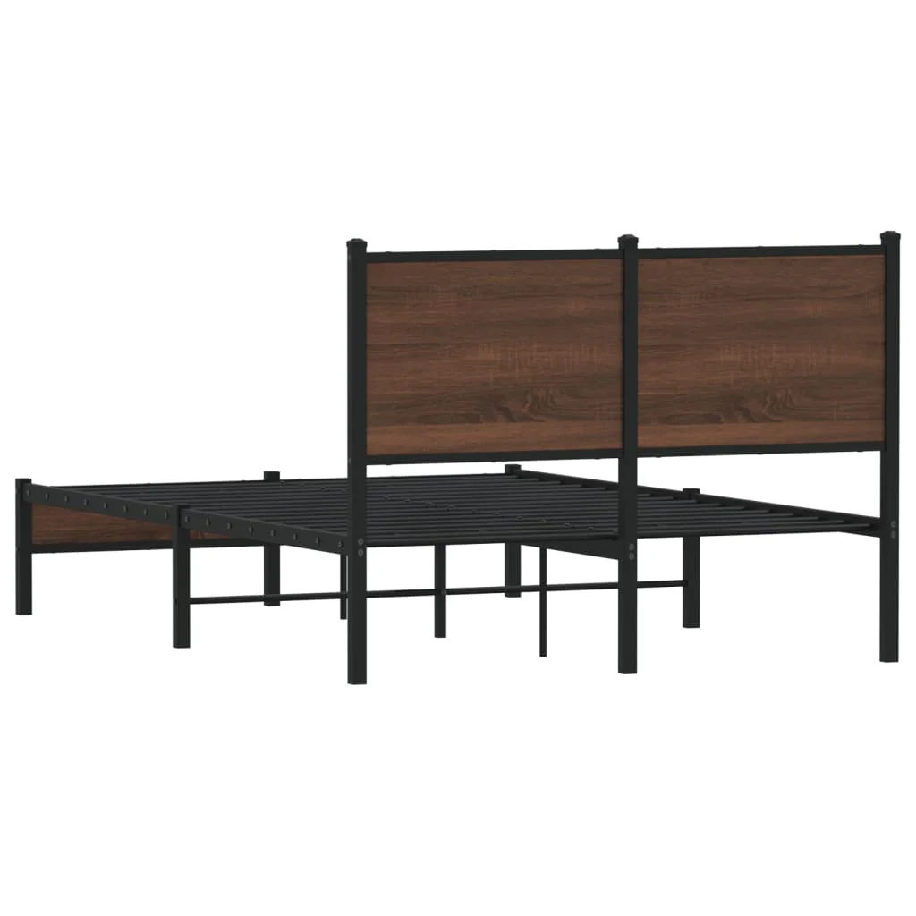 sengeramme 120x190 cm uden madras metal brun egetræsfarve - Image 7