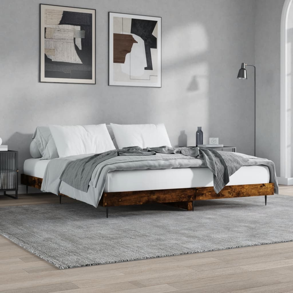 sengeramme 120x200 cm uden madras konstrueret træ røget eg - Image 4