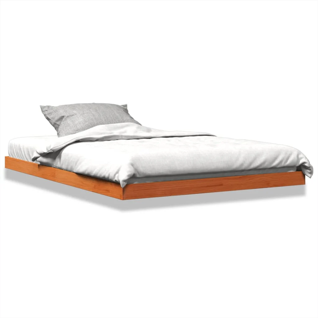 sengeramme 135x190 cm massivt fyrretræ brun - Image 2