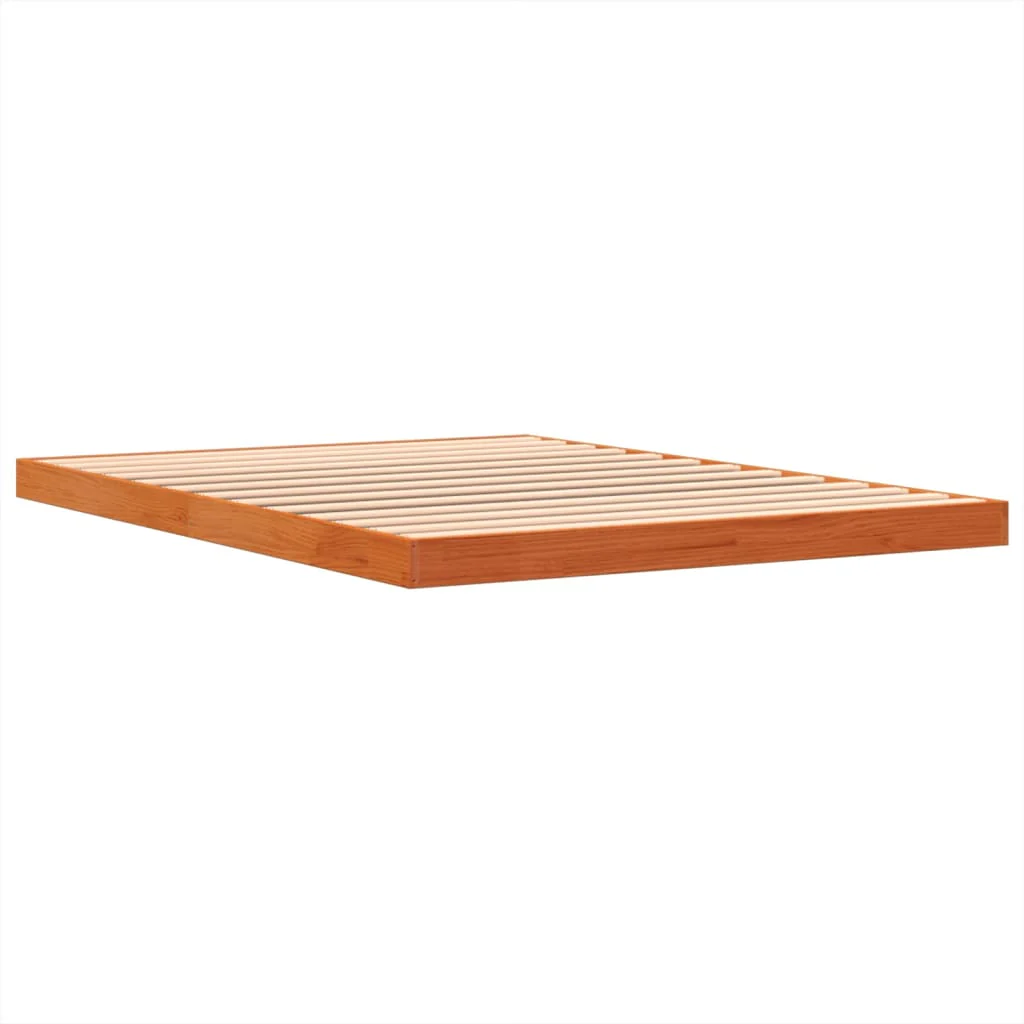 sengeramme 135x190 cm massivt fyrretræ brun - Image 4