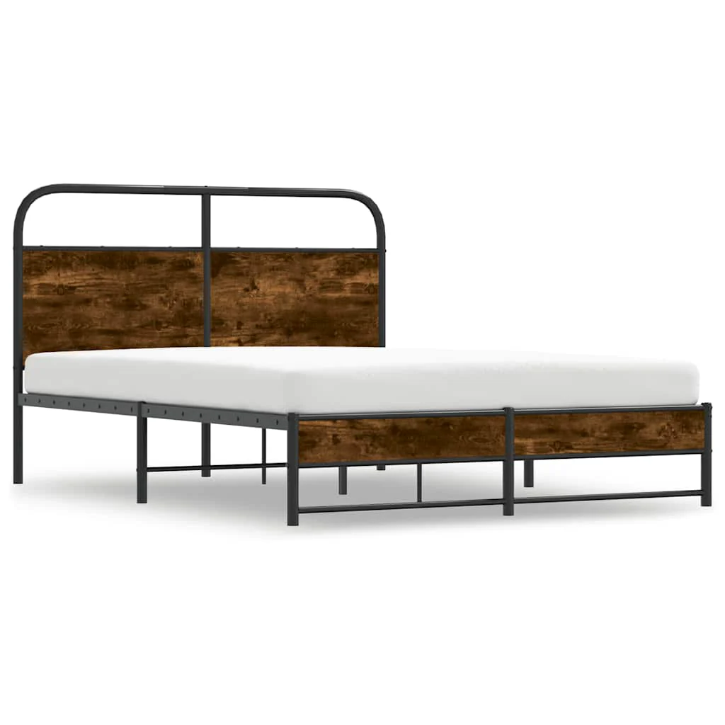 sengeramme 140x190 cm uden madras konstrueret træ røget eg - Image 3