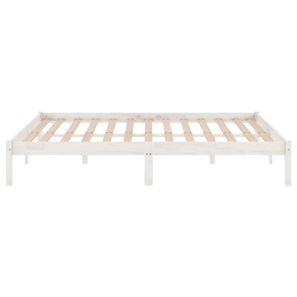 sengeramme 150x200 cm King Size massivt fyrretræ hvid - Image 5