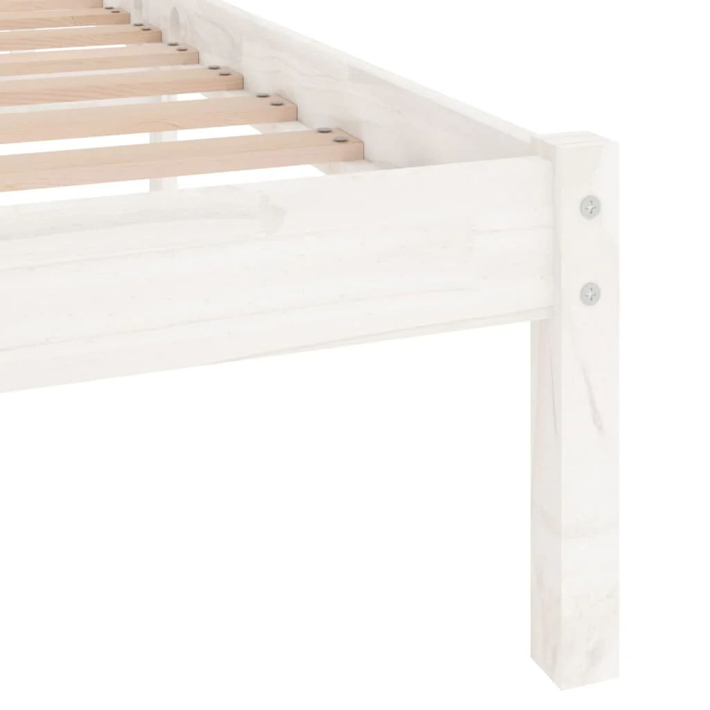 sengeramme 150x200 cm King Size massivt fyrretræ hvid - Image 6