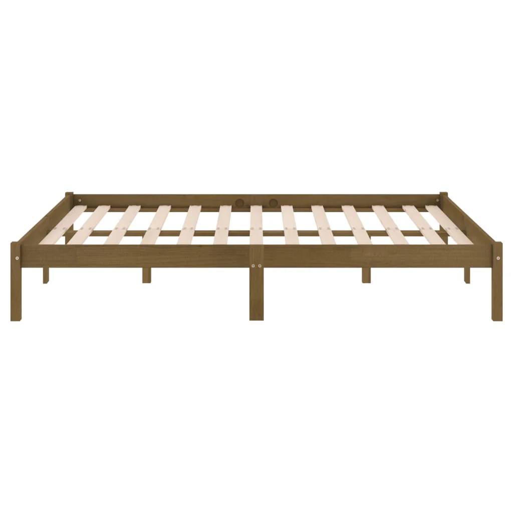 sengeramme 200x200 cm massivt fyrretræ gyldenbrun - Image 5