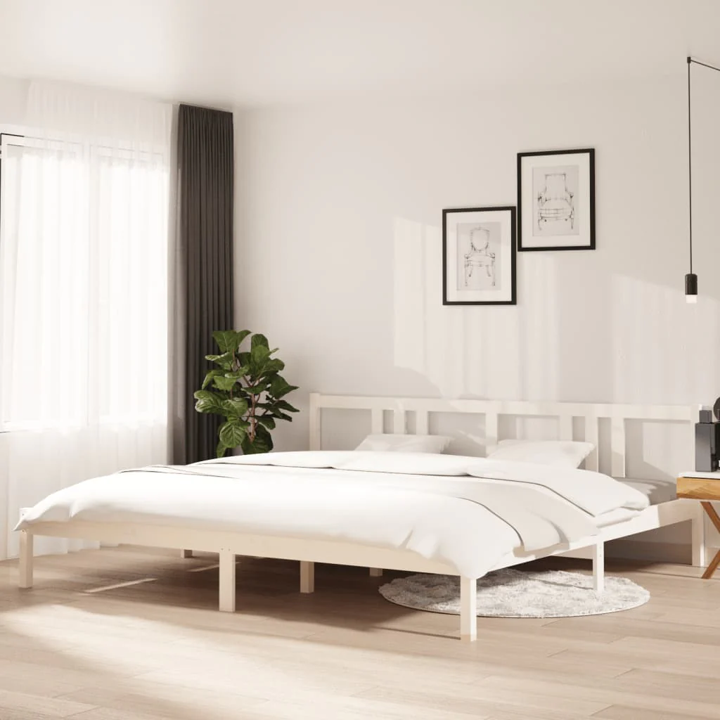 sengeramme 200x200 cm massivt træ hvid