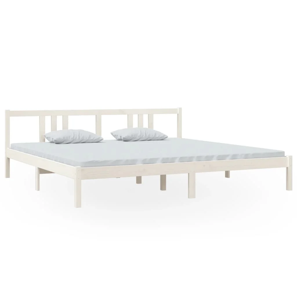 sengeramme 200x200 cm massivt træ hvid - Image 2