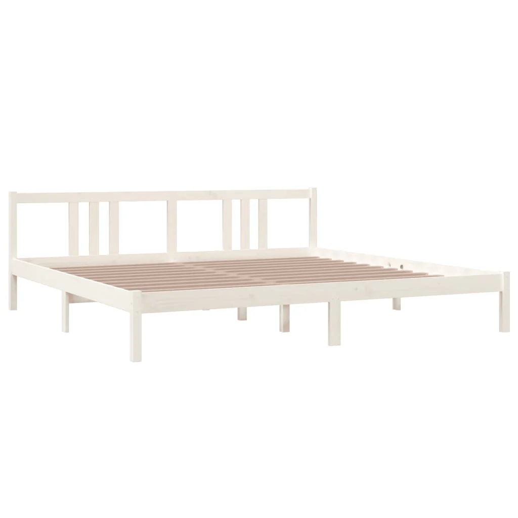 sengeramme 200x200 cm massivt træ hvid - Image 3