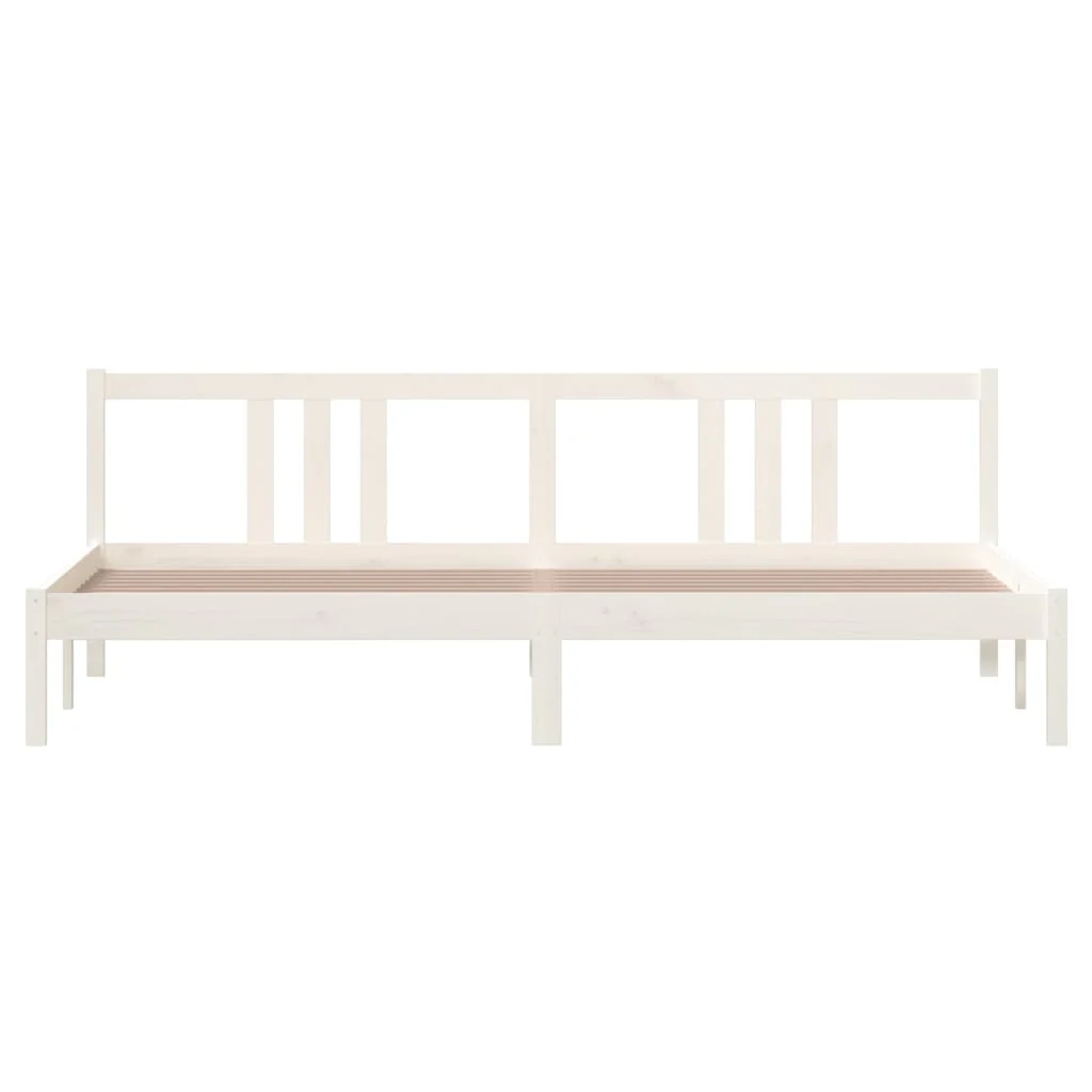 sengeramme 200x200 cm massivt træ hvid - Image 4
