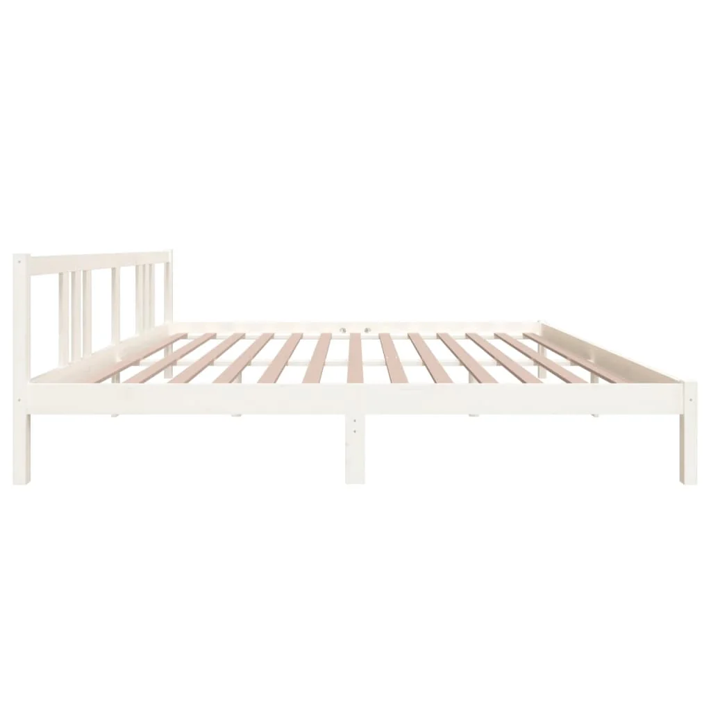 sengeramme 200x200 cm massivt træ hvid - Image 5