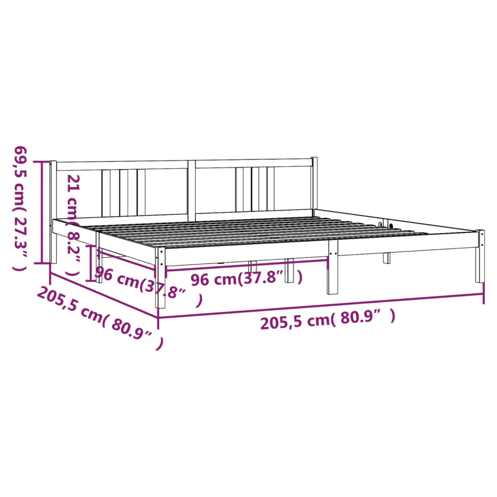 sengeramme 200x200 cm massivt træ hvid - Image 8