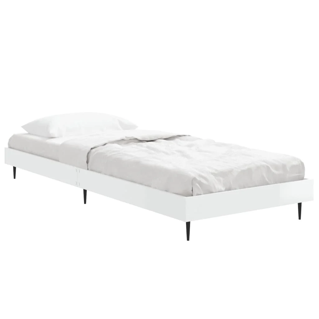 sengeramme 75x190 cm konstrueret træ hvid højglans - Image 3