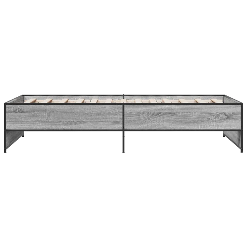 sengeramme 75x190 cm konstrueret træ og metal grå sonoma-eg - Image 5