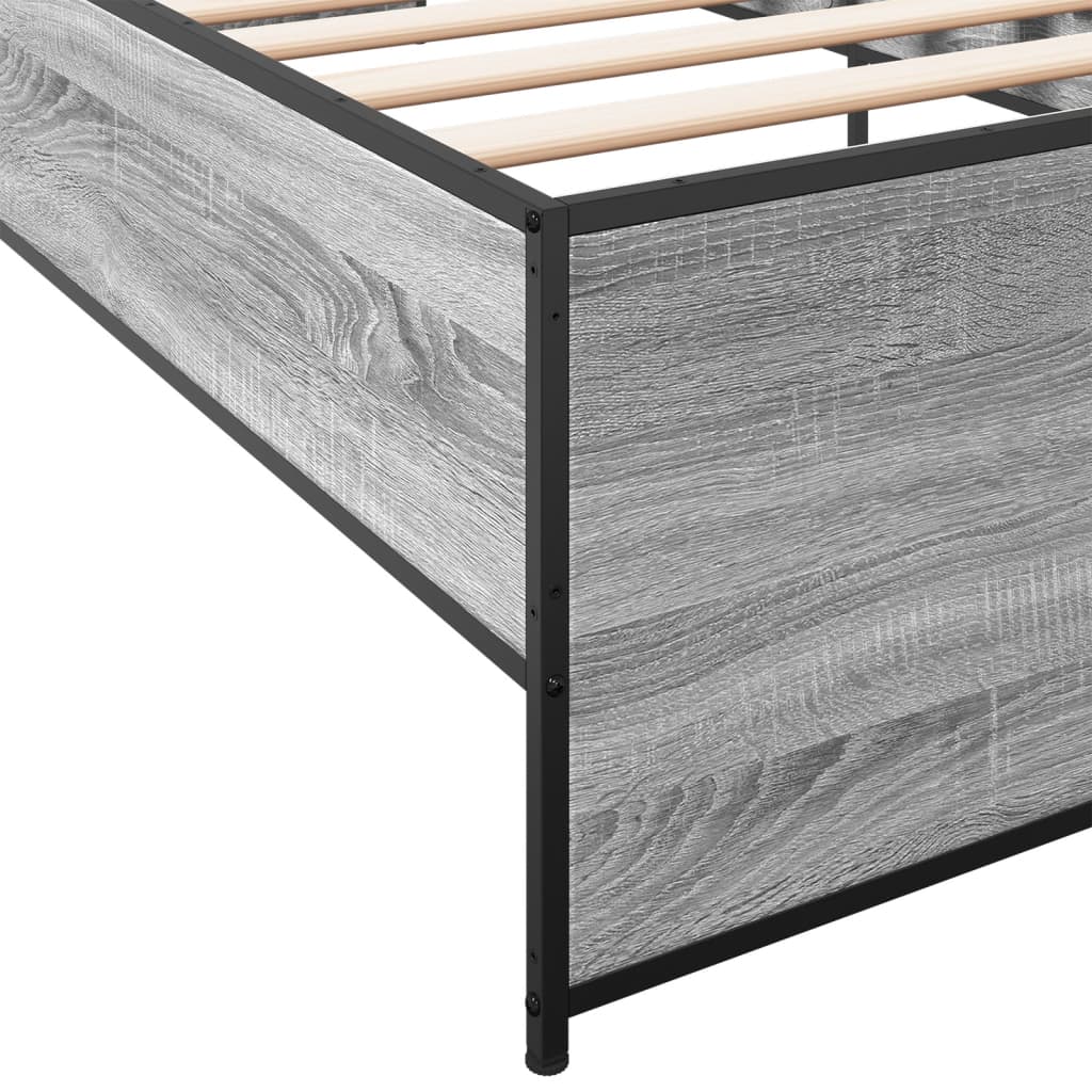 sengeramme 75x190 cm konstrueret træ og metal grå sonoma-eg - Image 7