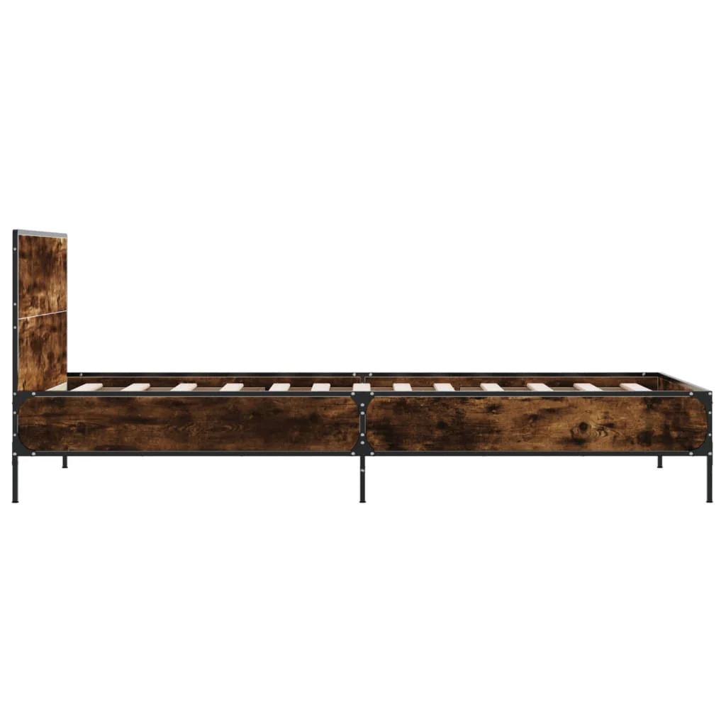 sengeramme 75x190 cm konstrueret træ og metal røget eg - Image 5