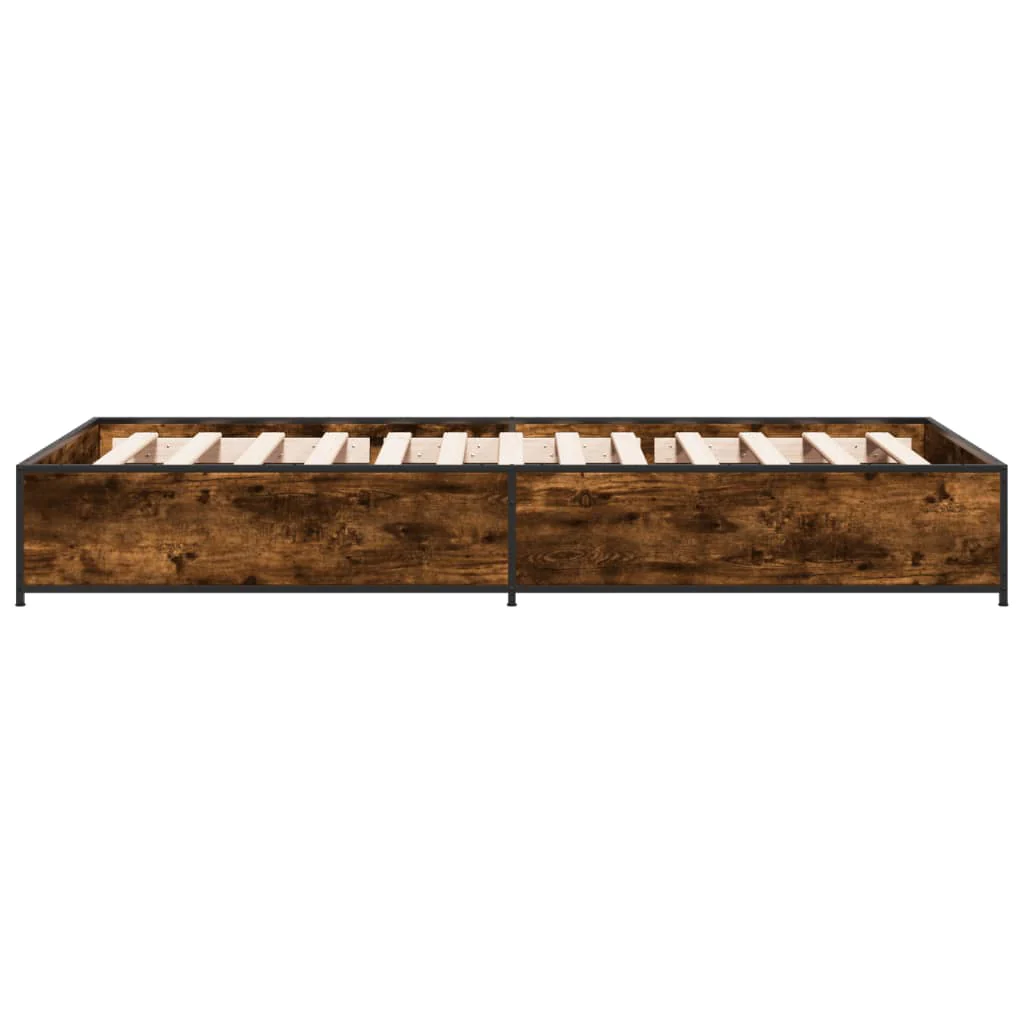sengeramme 75x190 cm konstrueret træ og metal røget eg - Image 5