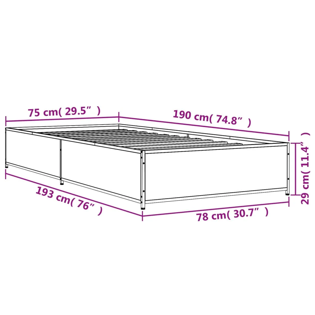 sengeramme 75x190 cm konstrueret træ og metal røget eg - Image 8