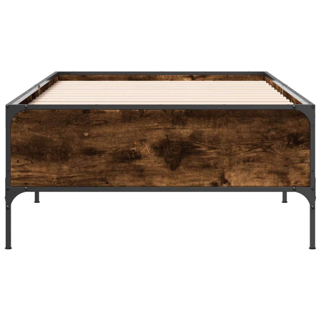 sengeramme 75x190 cm konstrueret træ og metal røget eg - Image 4