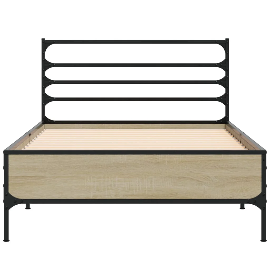sengeramme 75x190 cm konstrueret træ og metal sonoma-eg - Image 4