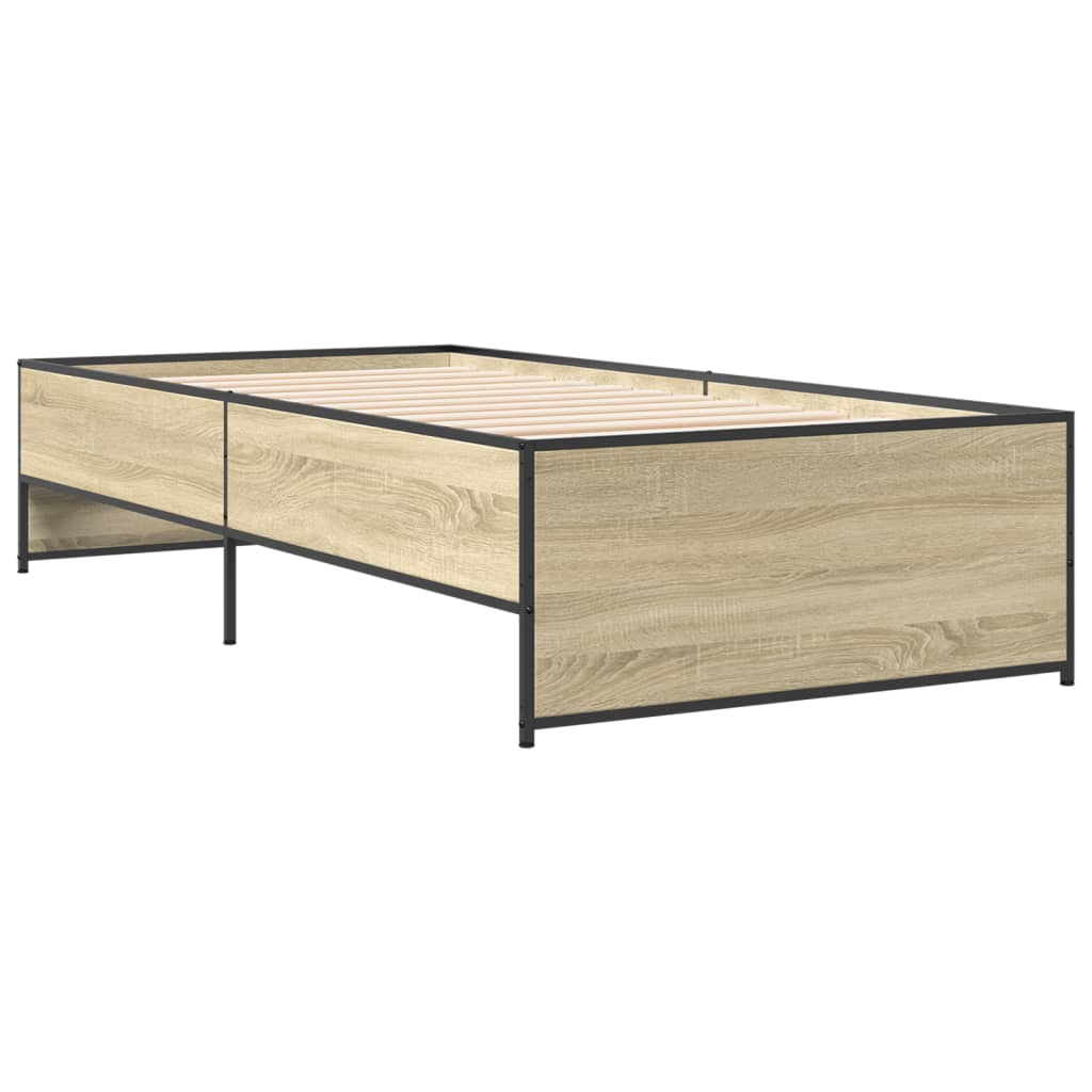 sengeramme 75x190 cm konstrueret træ og metal sonoma-eg - Image 3