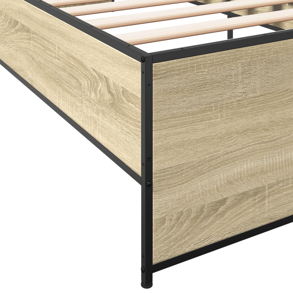 sengeramme 75x190 cm konstrueret træ og metal sonoma-eg - Image 7