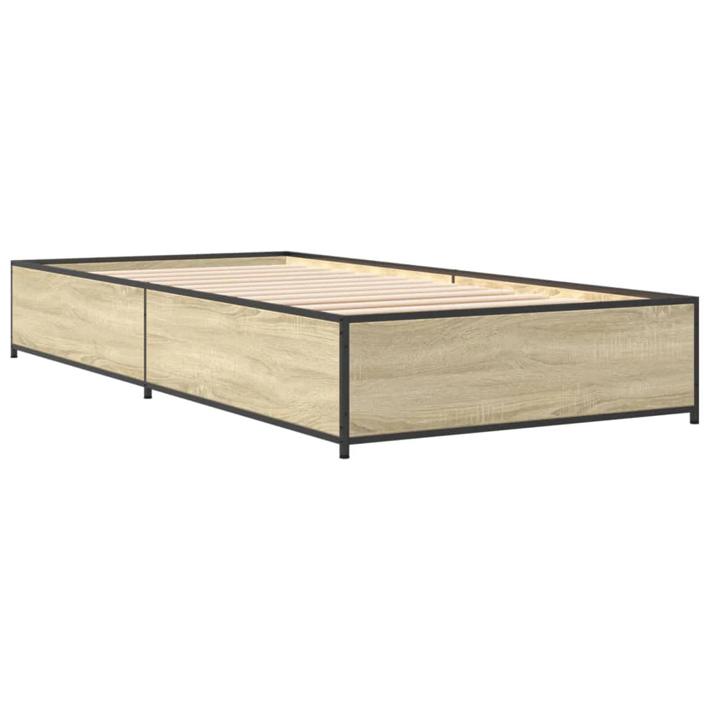sengeramme 75x190 cm konstrueret træ og metal sonoma-eg - Image 3
