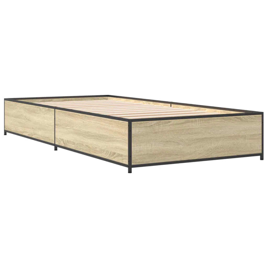 sengeramme 75x190 cm konstrueret træ og metal sonoma-eg - Image 6