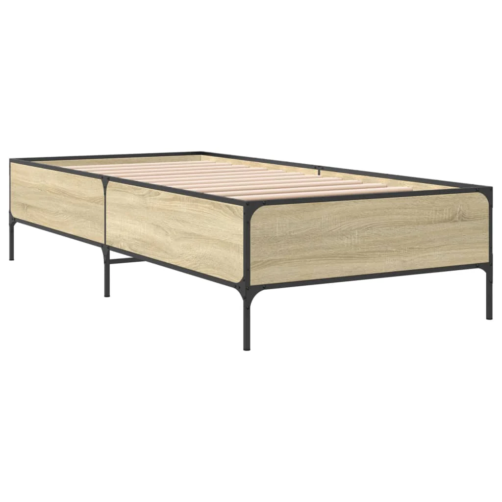 sengeramme 75x190 cm konstrueret træ og metal sonoma-eg - Image 6