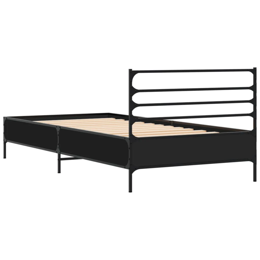 sengeramme 75x190 cm konstrueret træ og metal sort - Image 6