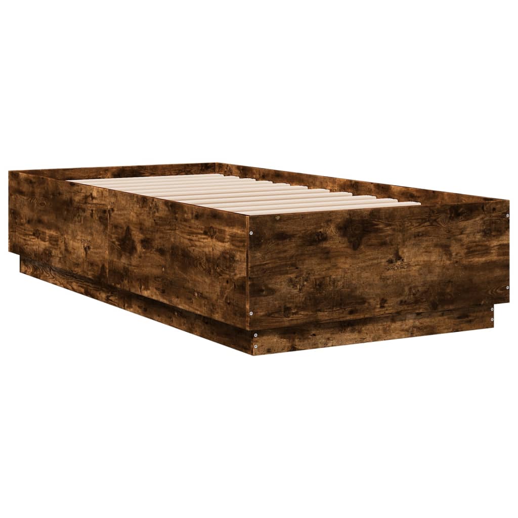 sengeramme 75x190 cm konstrueret træ røget egetræsfarve - Image 6