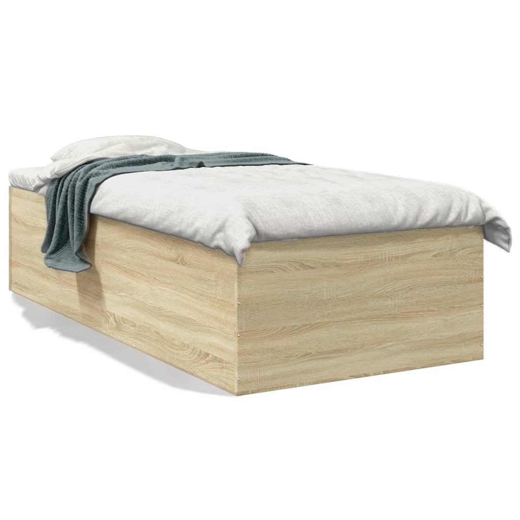 sengeramme 75x190 cm konstrueret træ sonoma-eg - Image 2