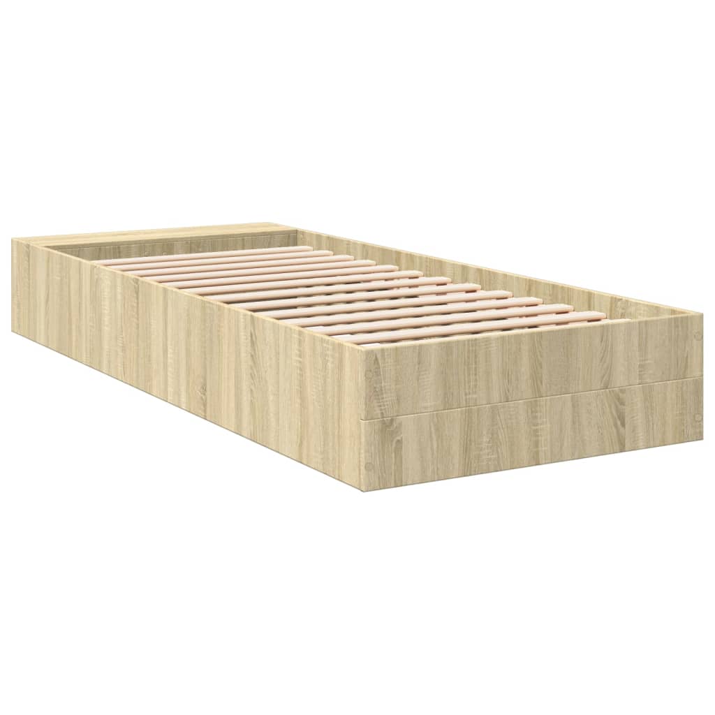 sengeramme 75x190 cm konstrueret træ sonoma-eg - Image 6
