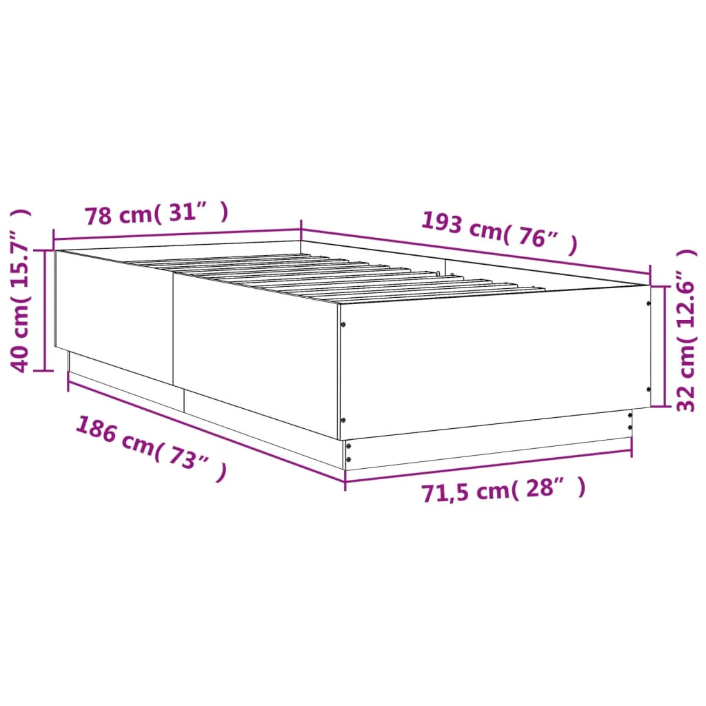 sengeramme 75x190 cm konstrueret træ sonoma-eg - Image 8