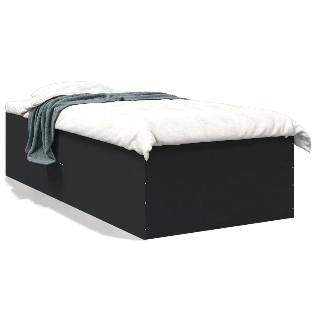 sengeramme 75x190 cm konstrueret træ sort - Image 2