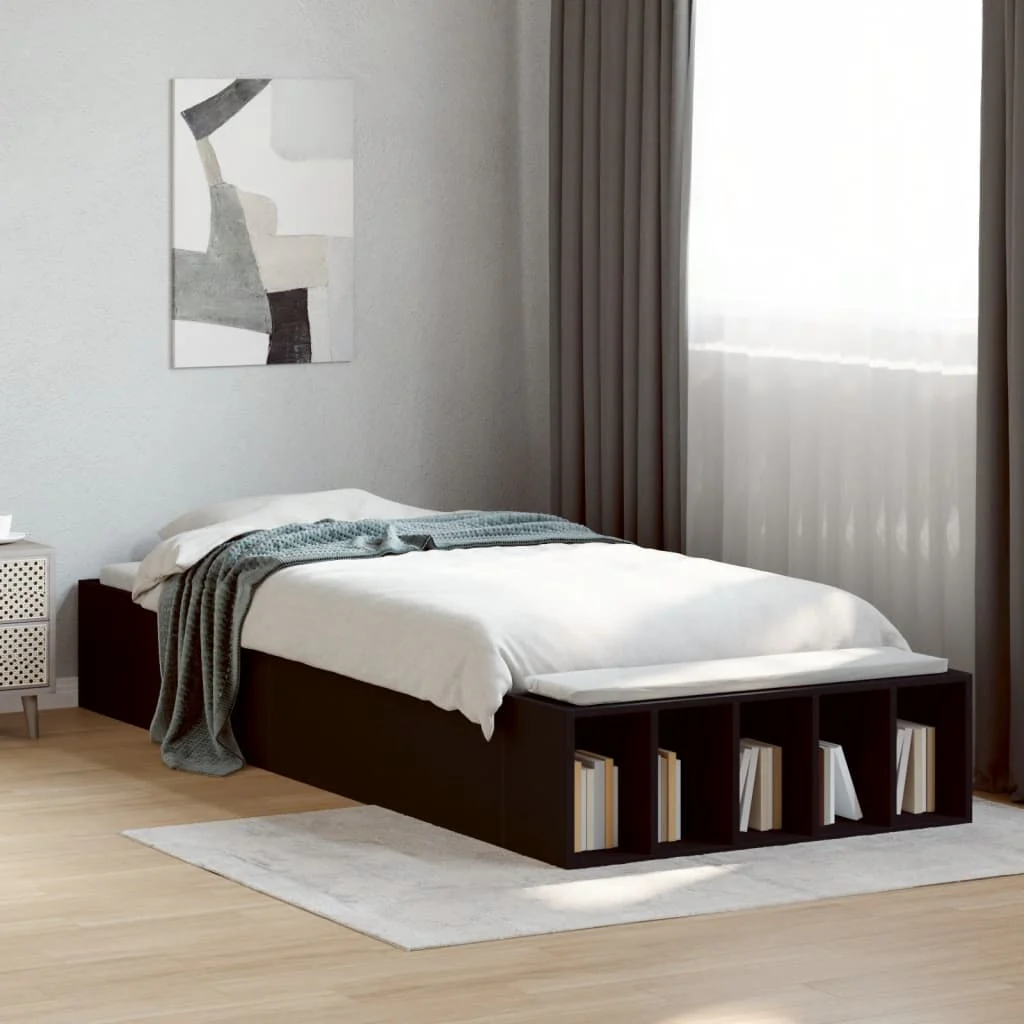 sengeramme 75x190 cm konstrueret træ sort